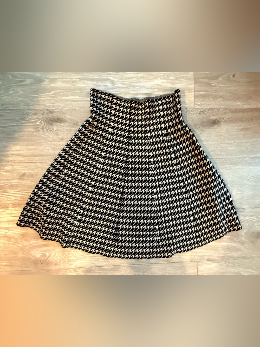 Max Studio Black and White Houndstooth Skater Skirt - Picture 2 of 5